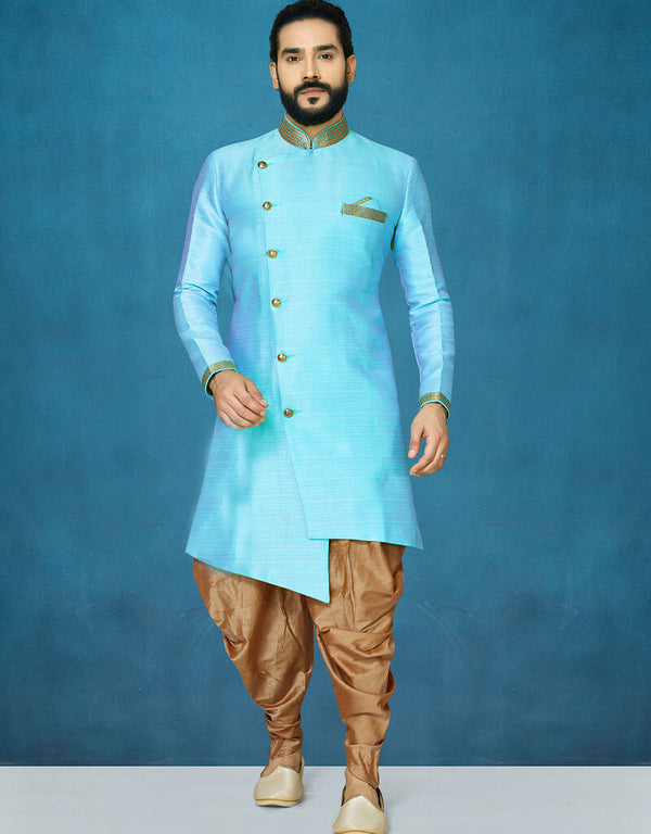 Sky Blue Kurta Dhupion Art Silk Dhoti