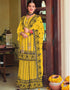 Yellow Palazzo style Salwar Suit Faux Georgette Salwar Kameez in Embroidery, Foil Paper & Lace Work