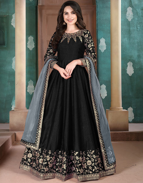 Black Silk Anarkali Anarkali