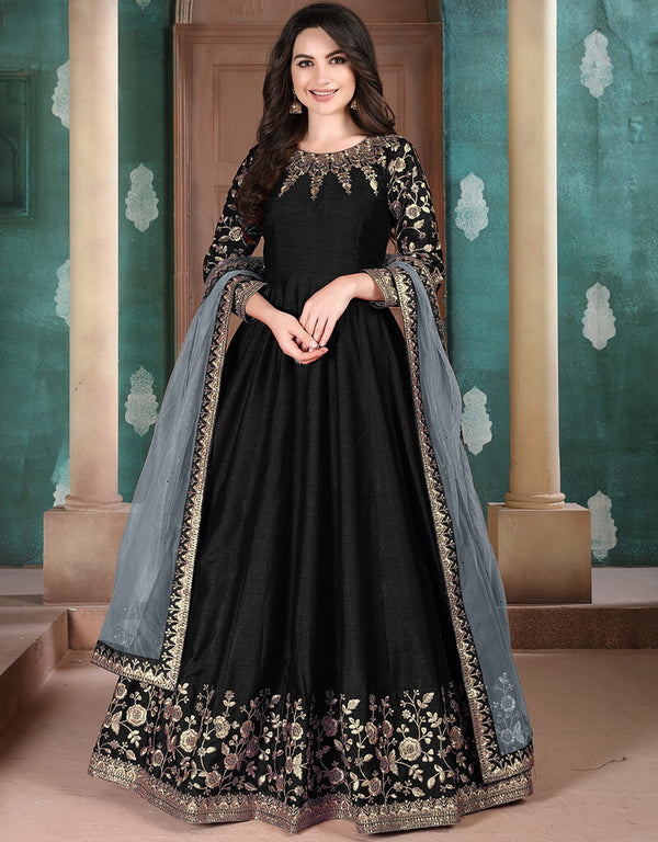 Black Silk Anarkali Anarkali