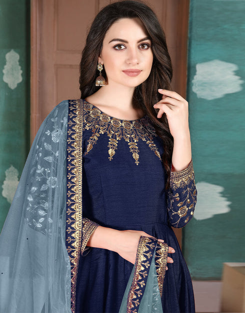 Maroon Silk Anarkali Anarkali Back View