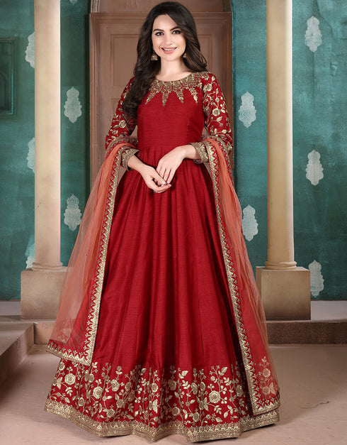 Bottle Green Net Anarkali Anarkali