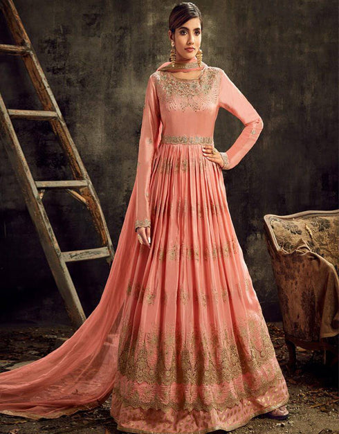 Upada Silk Gajari Salwar Kameez Suit Anarkali Bottom