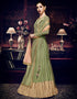 Heavy Designer Wedding Wear Salwar Suit Granite Green Georgette Pant Anarkali Front View