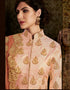 Heavy Designer Wedding Wear Salwar Suit Faded Pink Brocade Pant Straight Close-up View