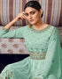 Light Green Sharara style Suit Semi-Stitched Suits Salwar Kameez in Embroidery, Foil Mirror & Lace Work Closure View