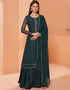 Green Sharara style Suit Pure Georgette Salwar Kameez in Embroidery, Sequins & Lace Work