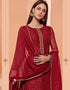 Red Sharara style Suit Pure Georgette Salwar Kameez in Embroidery, Sequins & Lace Work Closure View