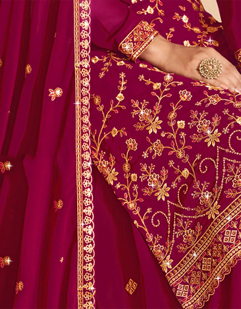 chic wine red georgette designer traditional wedding wear salwar suit with wine red georgette ie-4-1122 Back View