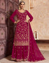 chic wine red georgette designer traditional wedding wear salwar suit with wine red georgette ie-4-1122 Front View