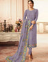 Purple Chudidar style Suit Faux Georgette Salwar Kameez in Embroidery, Stone & Lace Work