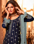 Blue Sharara style Suit Faux Georgette Salwar Kameez in Embroidery, Sequins & Lace Work Closure View