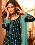 Bottle Green Sharara style Suit Faux Georgette Salwar Kameez in Embroidery, Sequins & Lace Work Closure View