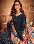 Blue Palazzo style Suit Faux Georgette Salwar Kameez in Embroidery, Digital Print & Lace Work Closure View