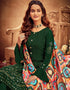 Green Palazzo style Suit Faux Georgette Salwar Kameez in Embroidery, Digital Print & Lace Work Closure View