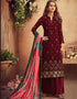 Red Palazzo style Suit Faux Georgette Salwar Kameez in Embroidery, Sequins & Lace Work