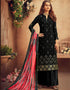 Black Palazzo style Suit Faux Georgette Salwar Kameez in Embroidery, Sequins & Lace Work