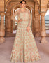 Cream Lehenga style Suit Semi-Stitched Suits Salwar Kameez in Swaroski Embroidery, Stone & Lace Work