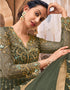 Green Lehenga style Suit Semi-Stitched Suits Salwar Kameez in Swaroski Embroidery, Stone & Lace Work Closure View