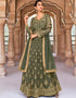 Green Lehenga style Suit Semi-Stitched Suits Salwar Kameez in Swaroski Embroidery, Stone & Lace Work