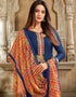 Blue Chanderi Cotton Chudidar Salwar Suits Closure View