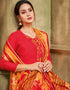 Red Chanderi Cotton Chudidar Salwar Suits Closure View