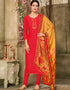 Red Chanderi Cotton Chudidar Salwar Suits