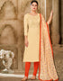 Cream Chanderi Cotton Chudidar Salwar Suits