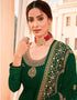 Green Chudidar style Suit Georgette Salwar Kameez in Embroidery, Stone & Lace Work Closure View