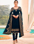 Blue Chudidar style Suit Georgette Salwar Kameez in Embroidery, Stone & Lace Work
