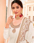 White Chudidar style Suit Georgette Salwar Kameez in Embroidery, Stone & Lace Work Closure View