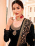Black Chudidar style Suit Georgette Salwar Kameez in Embroidery, Stone & Lace Work Closure View