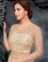 Beige Lehenga style Suit Butterfly Net Salwar Kameez in Embroidery, Stone & Lace Work Closure View