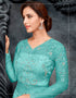 Sky Blue Lehenga style Suit Butterfly Net Salwar Kameez in Embroidery, Stone & Lace Work Closure View