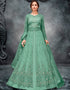 Green Lehenga style Suit Butterfly Net Salwar Kameez in Embroidery, Stone & Lace Work