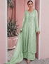 Green Sharara style Suit Faux Georgette Salwar Kameez in Embroidery, Sequins & Lace Work
