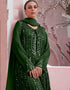 Bottle Green Sharara style Suit Faux Georgette Salwar Kameez in Embroidery, Sequins & Lace Work Closure View