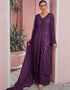 Purple Sharara style Suit Faux Georgette Salwar Kameez in Embroidery, Sequins & Lace Work