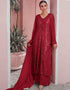 Red Sharara style Suit Faux Georgette Salwar Kameez in Embroidery, Sequins & Lace Work