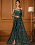 Green Pant style Suit Semi-Stitched Suits Salwar Kameez in Cording Embroidery & Lace Work Closure View