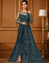 Blue Pant style Suit Semi-Stitched Suits Salwar Kameez in Cording Embroidery & Lace Work Closure View