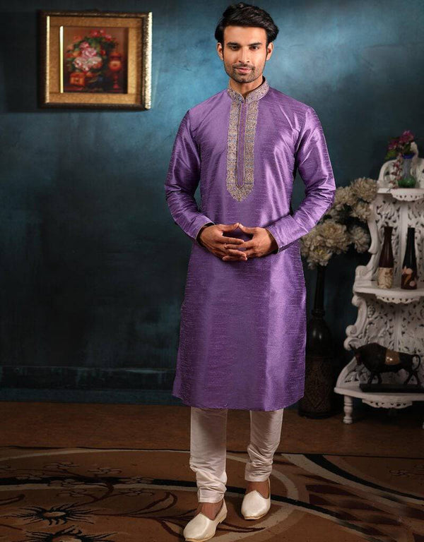 Purple Kurta Art Banarasi Silk Churidar