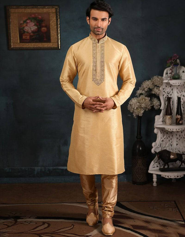 Gold Kurta Art Banarasi Silk Churidar