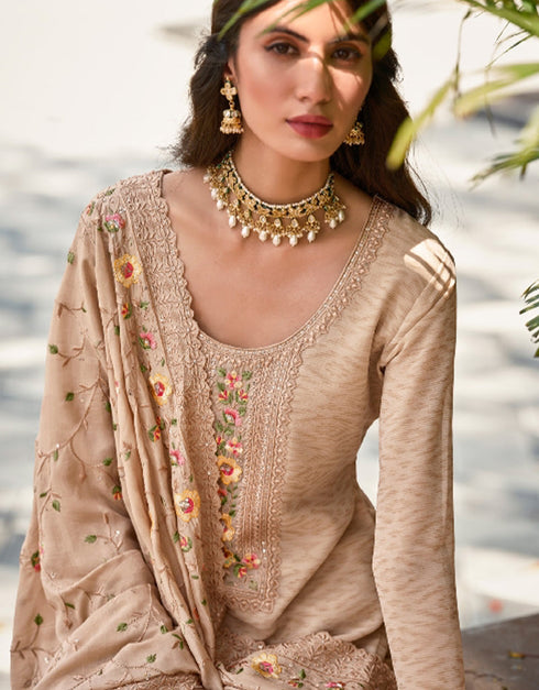 elegant sorrell brown real georgette designer function wear heavy salwar suit collection with sorrell brown heavy santun ie-1136 Close-up View