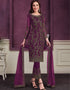 Pink Pant style Suit Butterfly Net Salwar Kameez in Cording Embroidery & Lace Work
