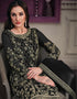Black Pant style Suit Butterfly Net Salwar Kameez in Cording Embroidery & Lace Work Closure View