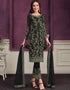 Black Pant style Suit Butterfly Net Salwar Kameez in Cording Embroidery & Lace Work
