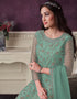 Green Pant style Suit Butterfly Net Salwar Kameez in Cording Embroidery & Lace Work Closure View