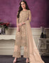 Orange Pant style Suit Butterfly Net Salwar Kameez in Cording Embroidery & Lace Work