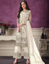 white Pant style Suit Butterfly Net Salwar Kameez in Cording Embroidery & Lace Work